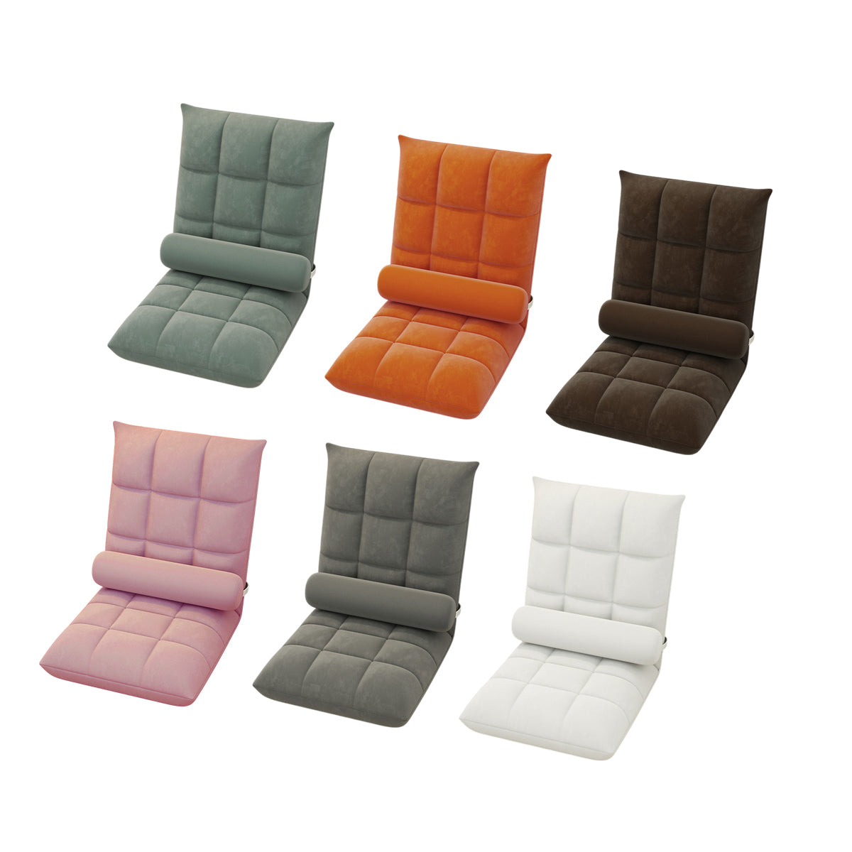 Artiss Floor Lounge Sofa Bed Chair with Lumbar Pillow Folding Adjustable Cushion - Orange