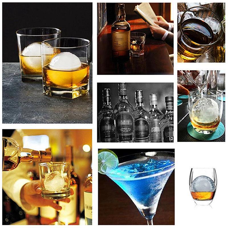 2X Large Ice Ball Maker Cube Tray Big Silicone Mold Sphere Whiskey Round Mould