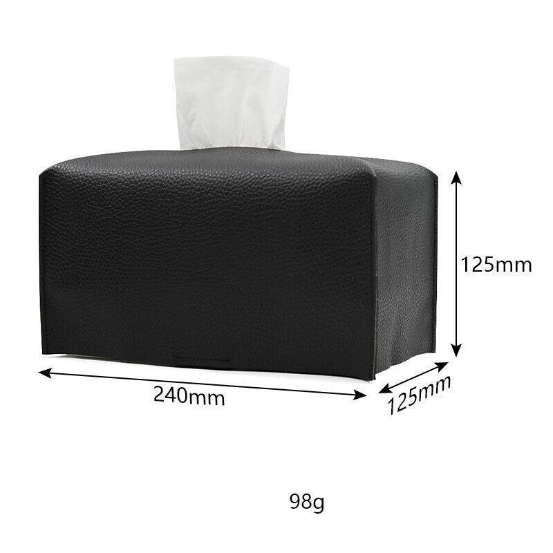 Large Size Tissue Box Dispenser Paper Holder Napkin Case Pu Leather Cover - Black