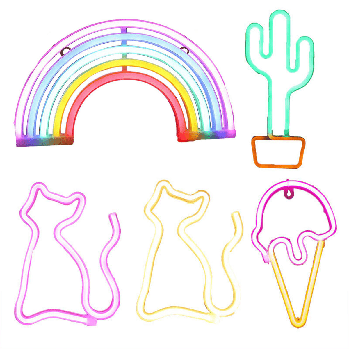 LED Rainbow Neon Light Lamp for Bedside Night Room Wall Home Decoration - Ice cream