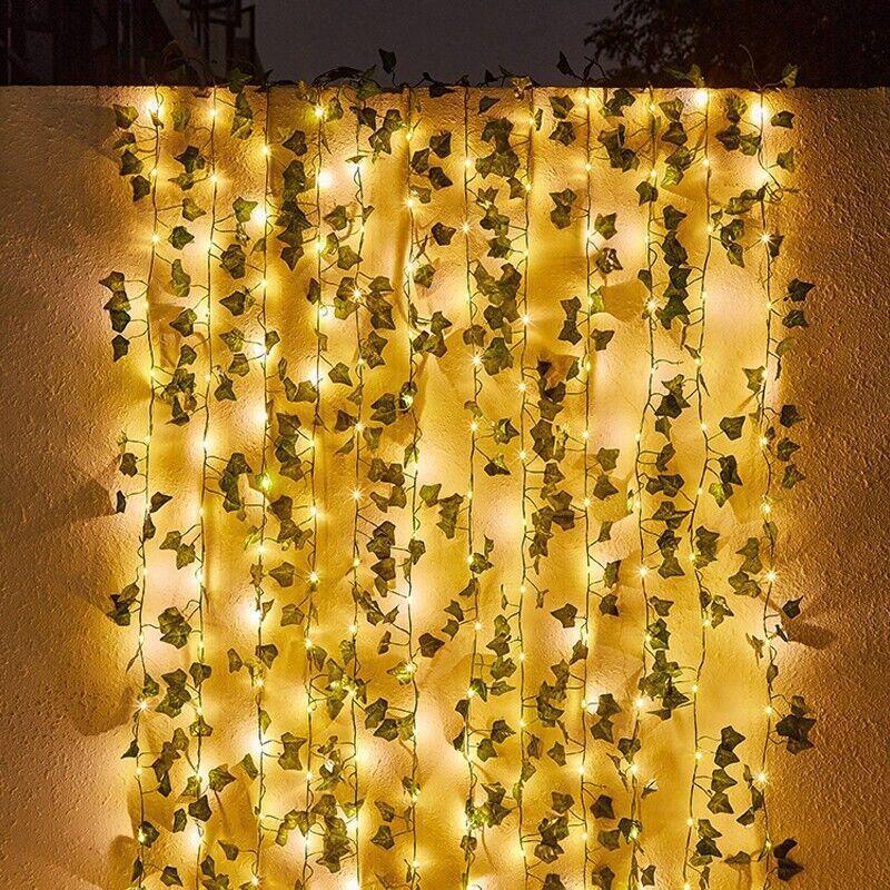 10M Solar Ivy Vine Fairy Lights - 100 LEDs for Outdoor Garden Walls