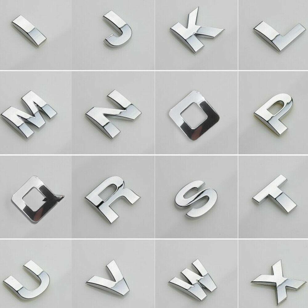A-Z Alphabet Letters Car Sticker Self Adhesive Auto Badge Emblem 3D Chrome Good - K