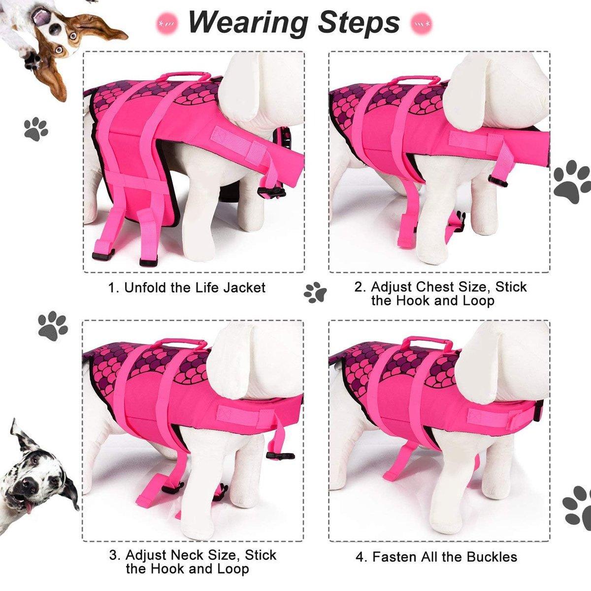 Pet Life Jacket Dog Swim Vest Outdoor Water Gear for Summer Swimming Activities - Pink XL