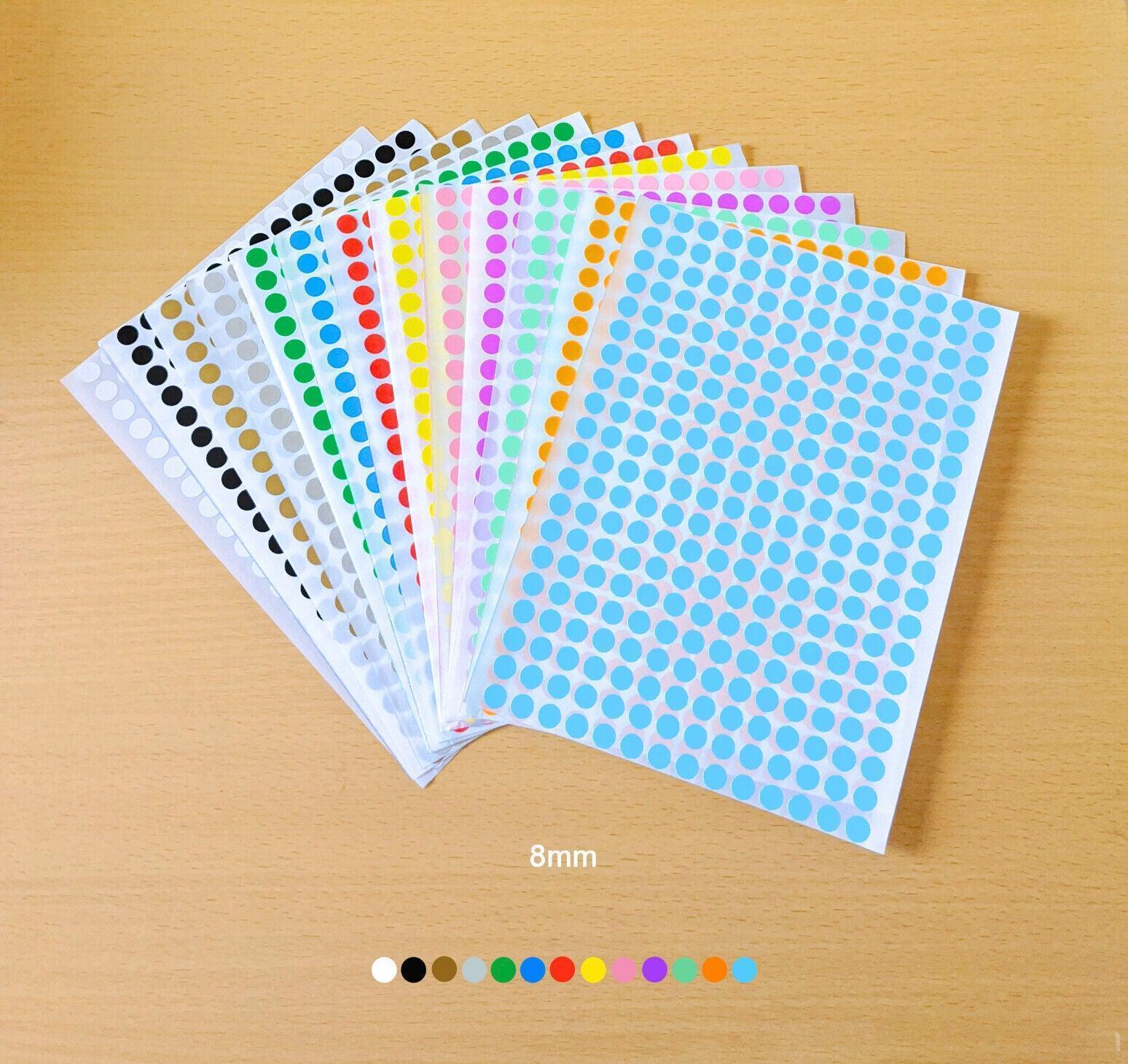 Green Assorted Sizes Colour Sticker Dots Adhesive Round Labels Circular Spot Scrapbook - 8mm*260 Dots