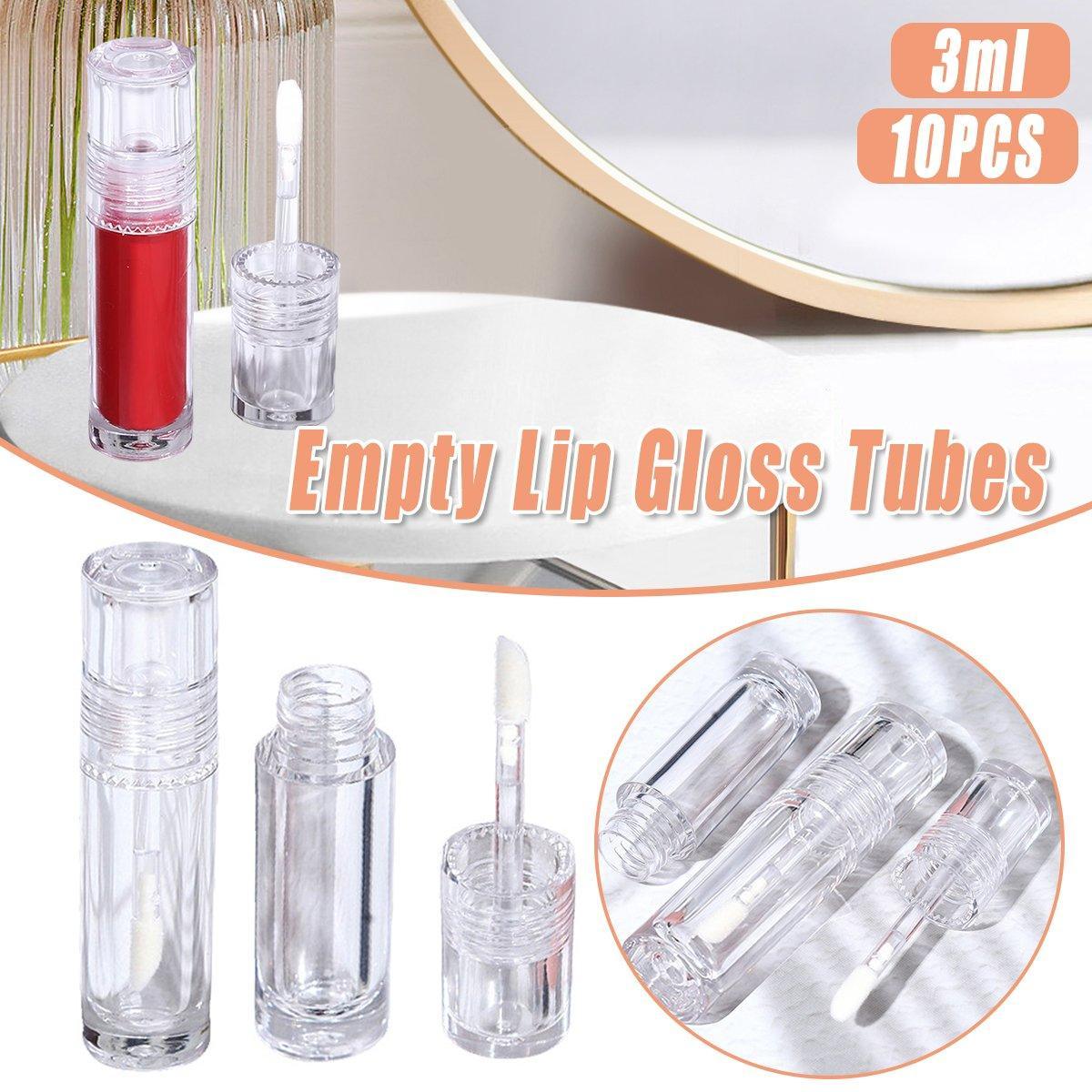 10pcs 3ml Transparent Lip Gloss Tubes Small Capacity Lip Glaze Containers