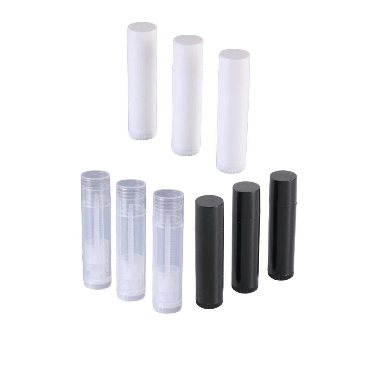 50pcs Lip Glaze Tubes Round Refillable PP Material Lip Balm Containers Red Tube - White