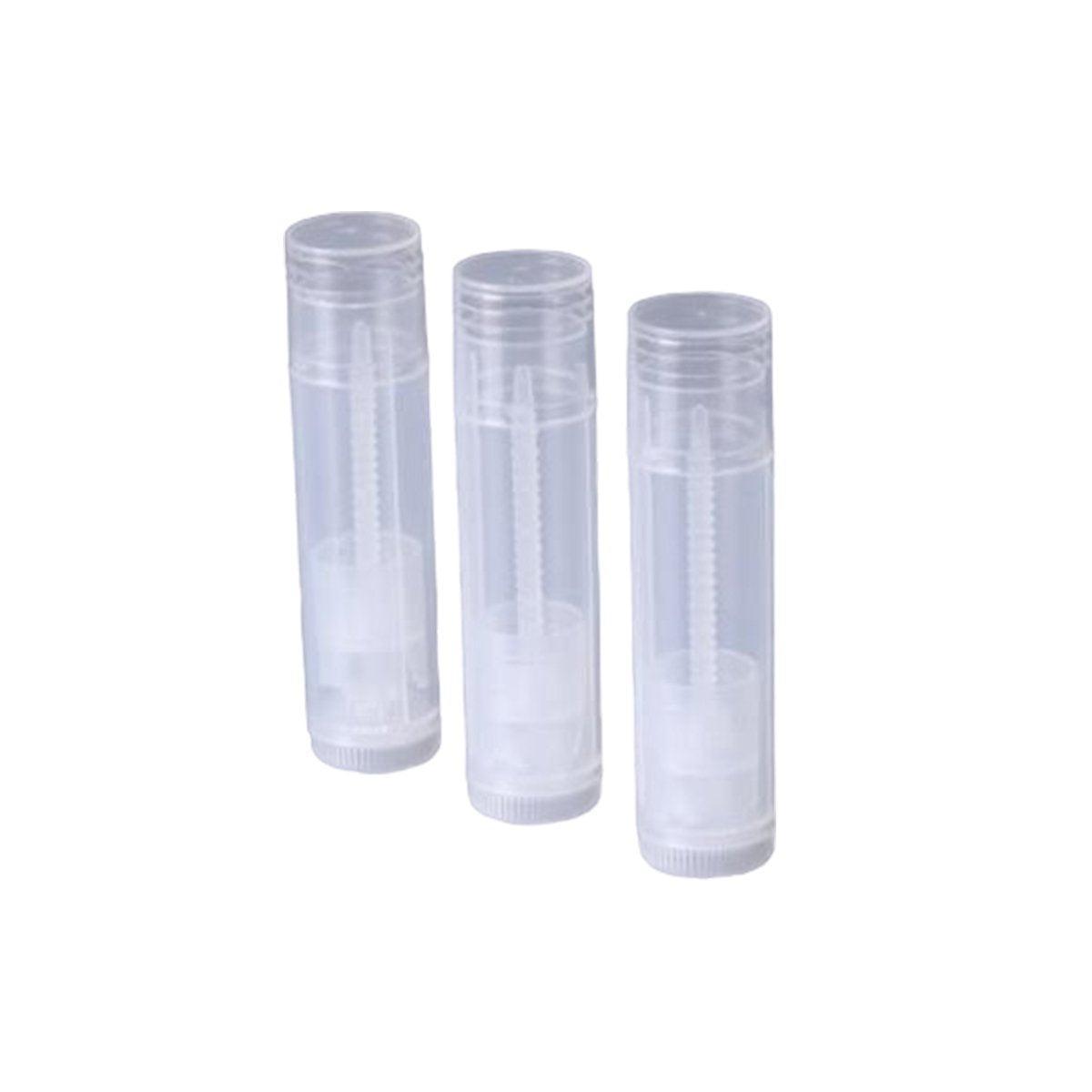 50pcs Lip Glaze Tubes Round Refillable PP Material Lip Balm Containers Red Tube - White