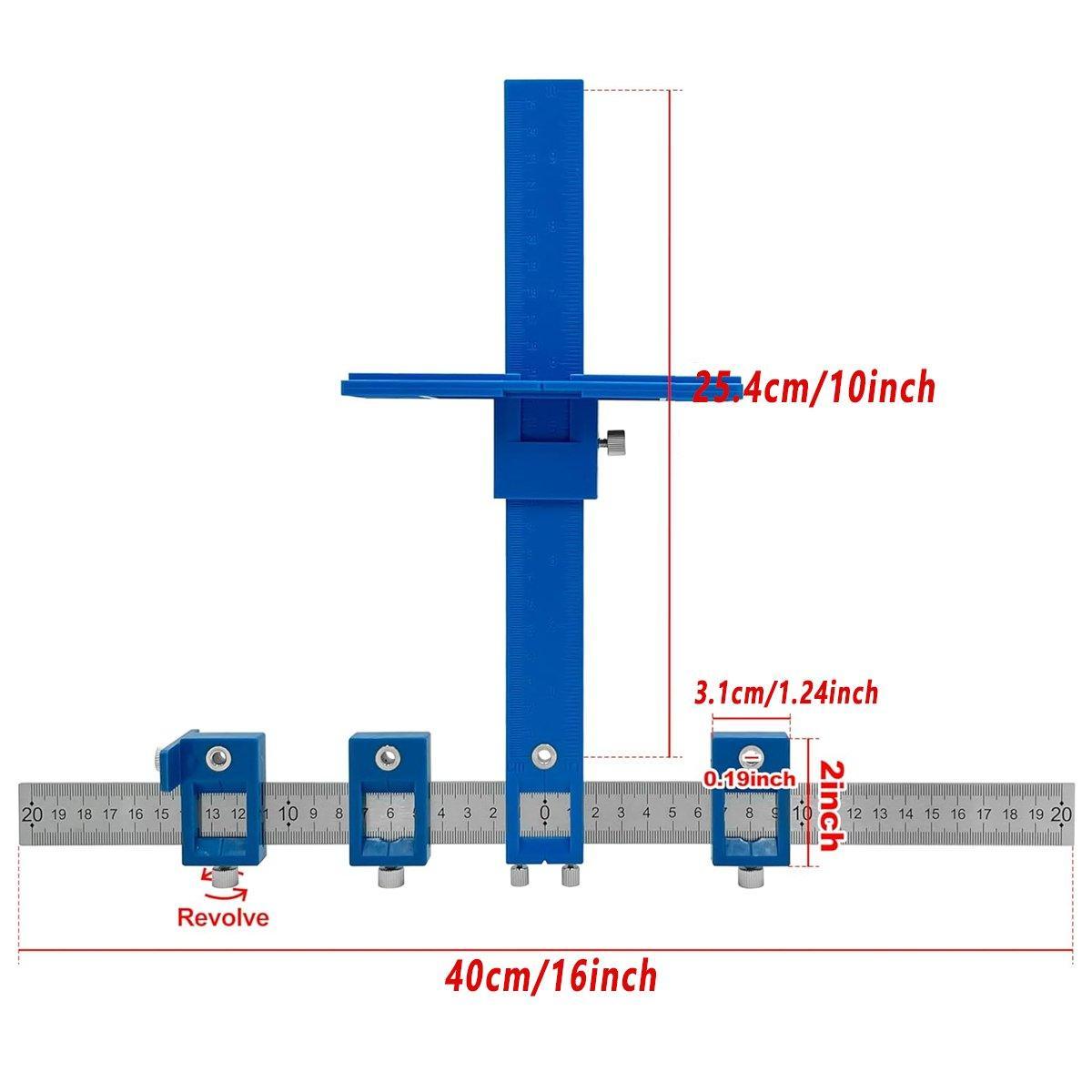 Furniture Carpentry Drill Guide Punch Locator Woodworking Hole Locator Ruler - Black
