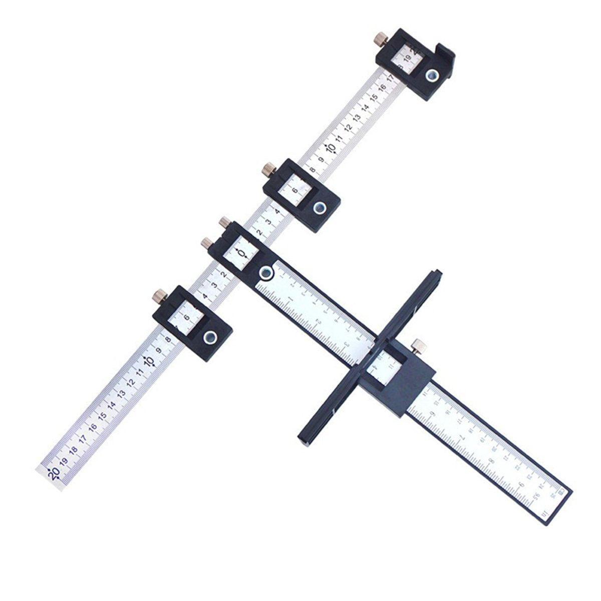 Furniture Carpentry Drill Guide Punch Locator Woodworking Hole Locator Ruler - Black