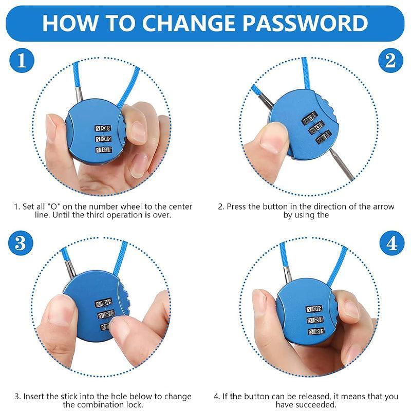 Combination Lock Padlock Locker 3 Digit Security Bike Suitcase Luggage Bag - Green