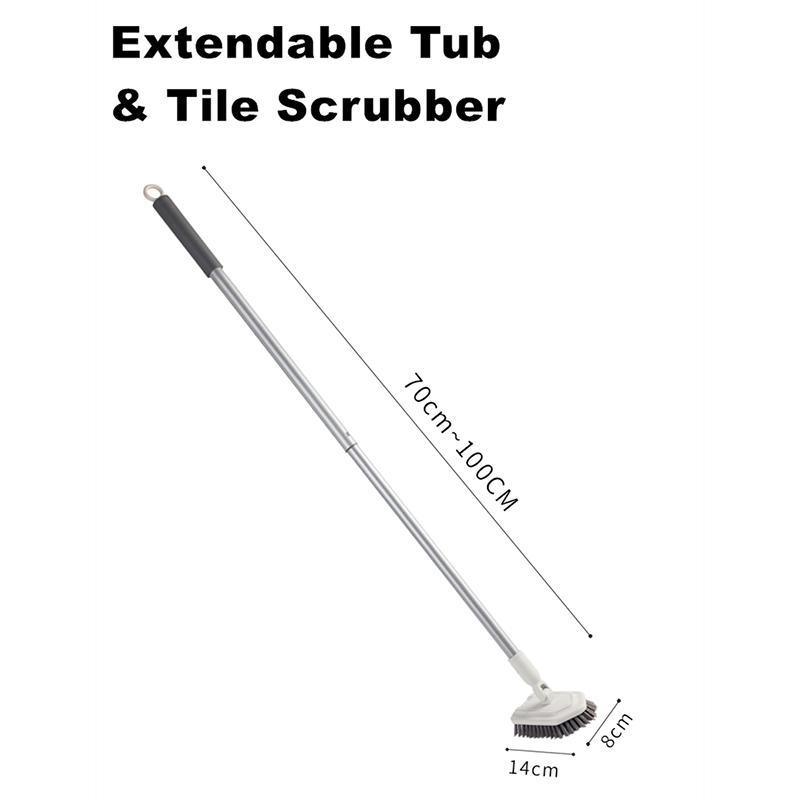 Long Handled Shower Scrub Brush with Extendable Pole for Bathroom Tiles