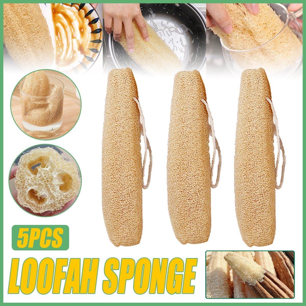 Natural Loofah Sponge Kitchen Scrubber for Dishwashing Pot Cleaning 5 Pack