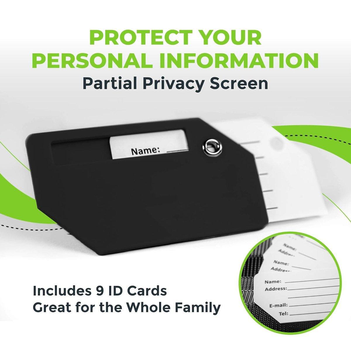 5PCS High-Quality Silicone Luggage Tags Name Address Boarding Pass Travel ID - Black