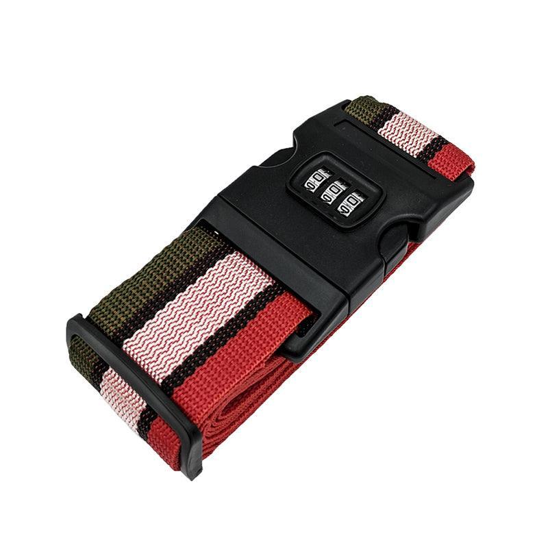 Luggage Strap Code Password Travel Suitcase Secure Lock Safe Nylon Packing Belt - Rose Red