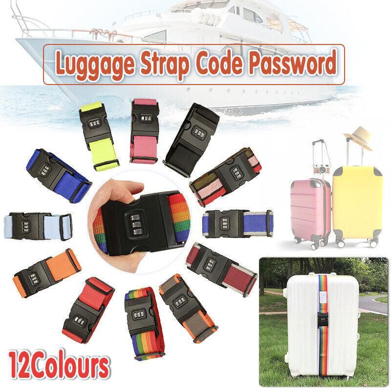 Luggage Strap Code Password Travel Suitcase Secure Lock Safe Nylon Packing Belt - Rainbow