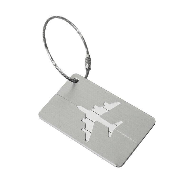 Luggage Tag Aluminum Travel Baggage Suitcase Identity Address Name Label Cards - Silver