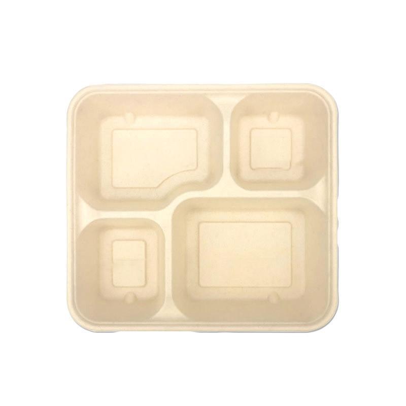 25/50pcs Biodegradable Lunch Box Microwaveable Tray with Compartment Paper Lid - 1400ML-6-50pcs