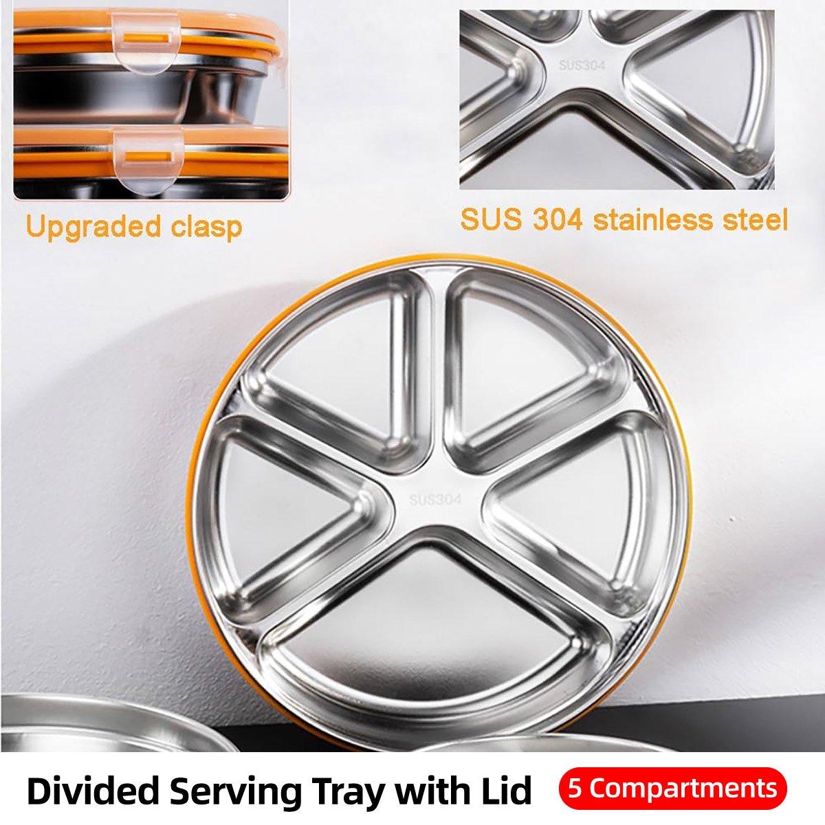 Multi Compartment Lunch Box with Lid Five Compartments Food Storage Fruit Plate