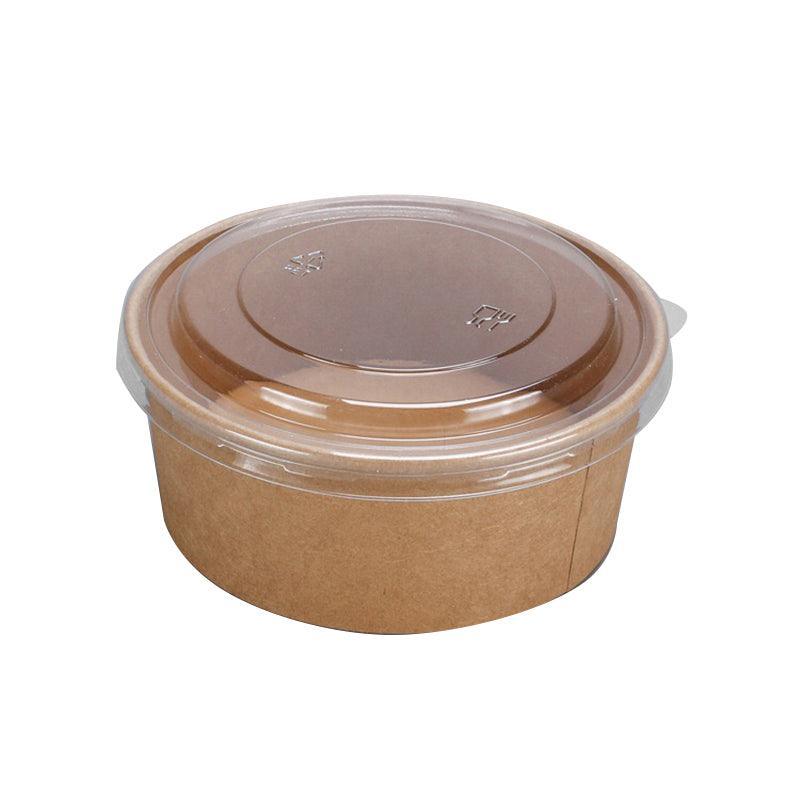 Take Away Kraft Paper Salad Bowl Food Grade Takeout Tableware Food Bowl With Lid - 50PCS-500ML