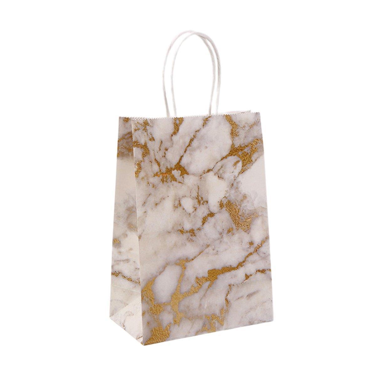 25PCS Marble Series Shopping Paper Bag Luxury Handbag Party Favor Gift Bags Set - Black Gold-S