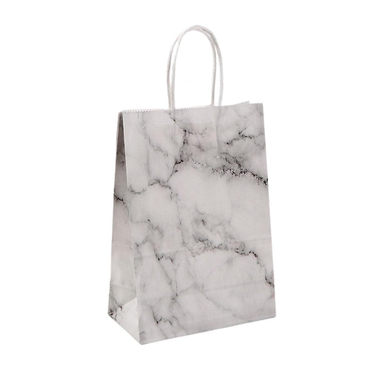 25PCS Marble Series Shopping Paper Bag Luxury Handbag Party Favor Gift Bags Set - Black Gold-L