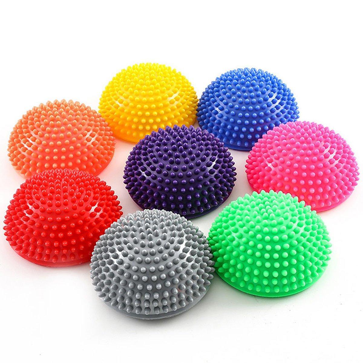 Spiky Massage Ball PVC Half Round Yoga Exercise Foot Hand Cushion - Red