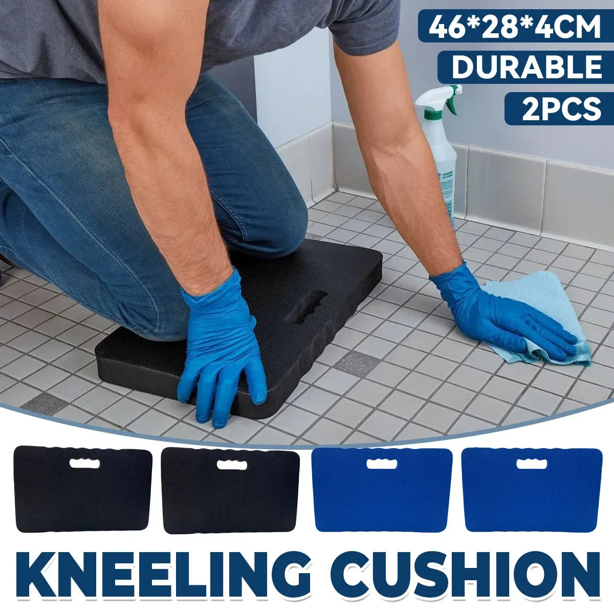 2Pcs Waterproof Anti-Slip Kneeling Cushion Home Garage Repair Knee Guard - Black