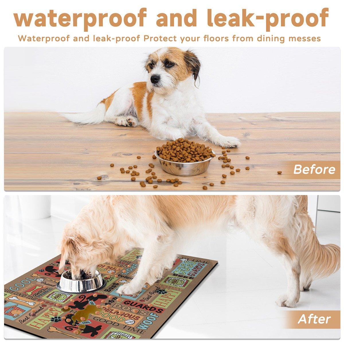 Waterproof Pet Floor Mat Carpet For Dog Cage Feeding Area Anti Slip Washable - Dog-Brown