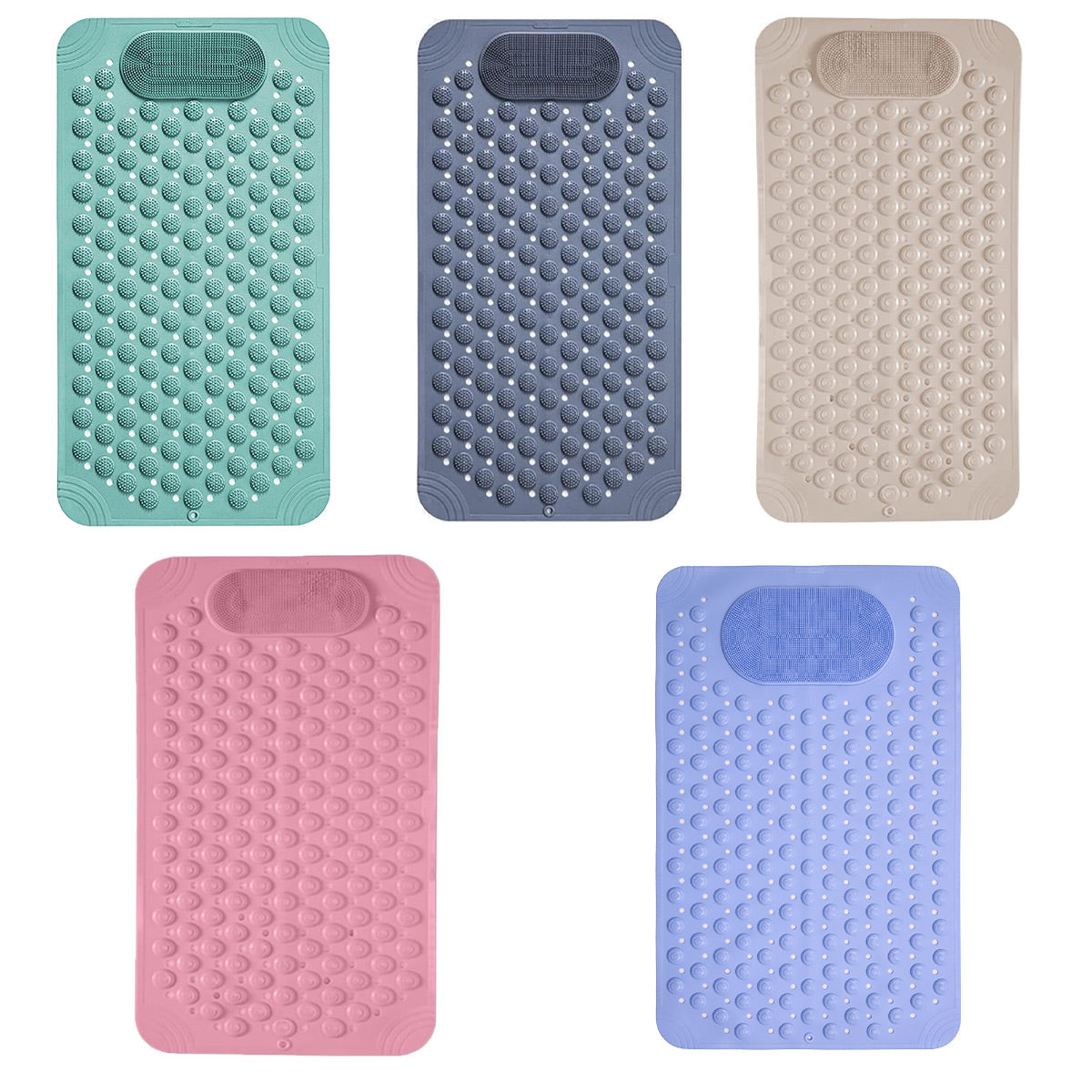 Non Slip Floor Pad Bathroom Tub Mat Bath Shower Mat with Round Massage Point - Pink