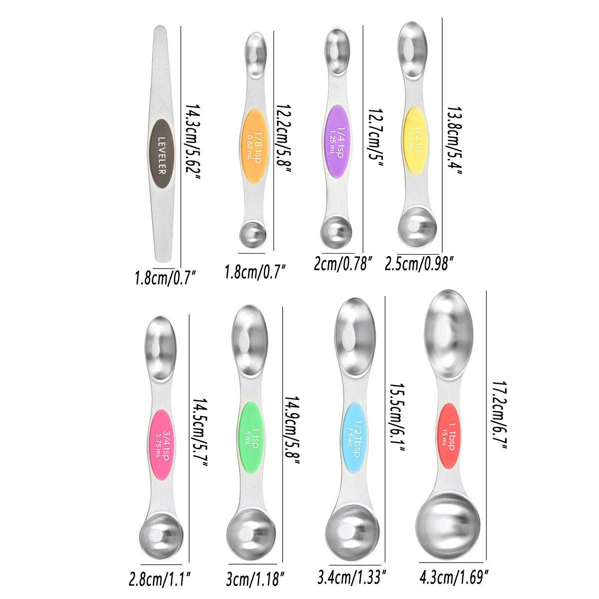 8pcs Stainless Steel Dual Head Measuring Spoon Set Kitchen Baking Cooking Tools