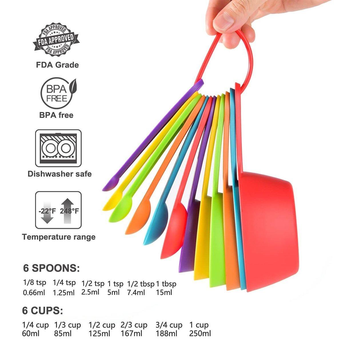 12PCS Plastic Measuring Spoon and Cup Set Baking Tools for Cake Milk Powder