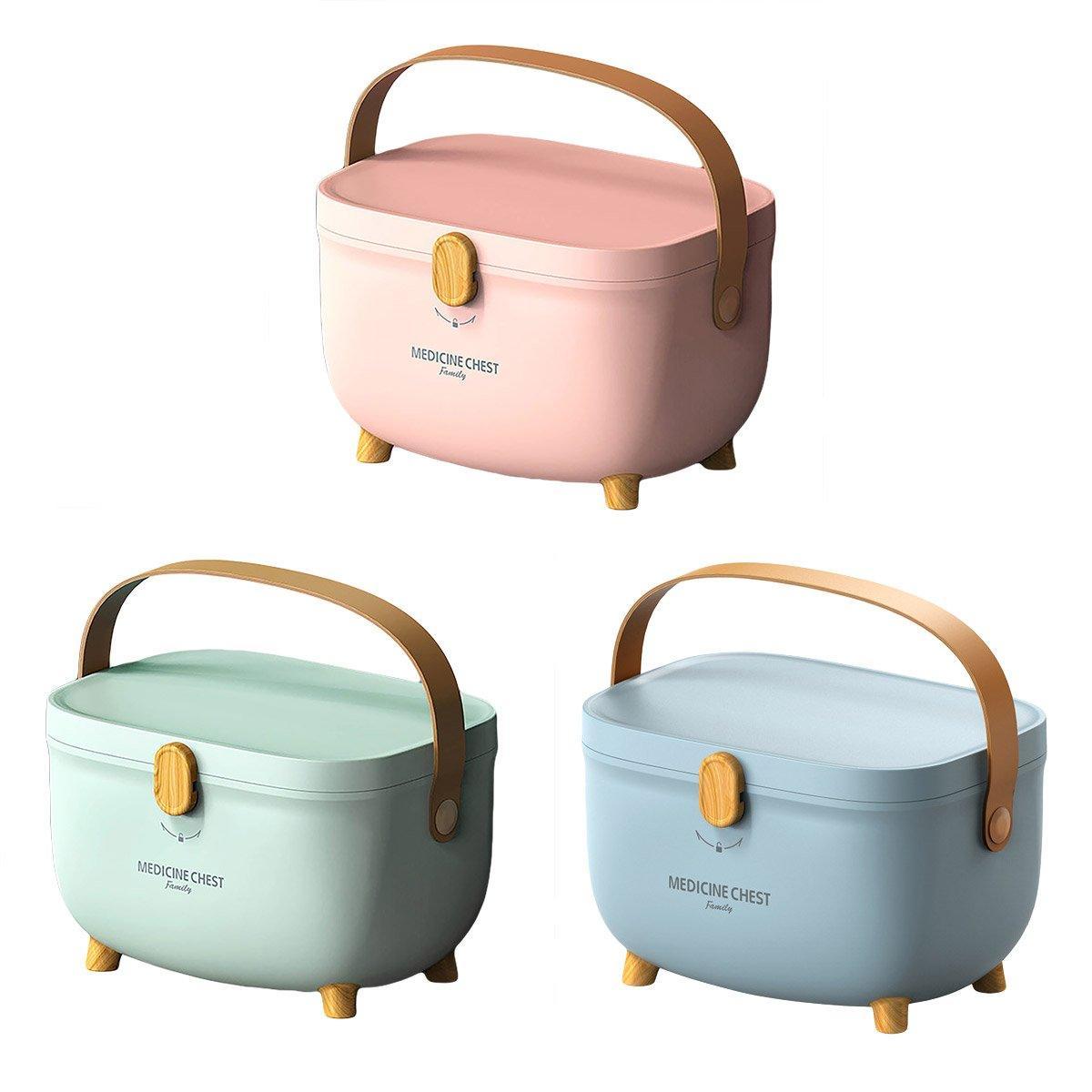 2 Layer Portable First Aid Kit Emergency Medicine Chest Organizer Storage Box - Green