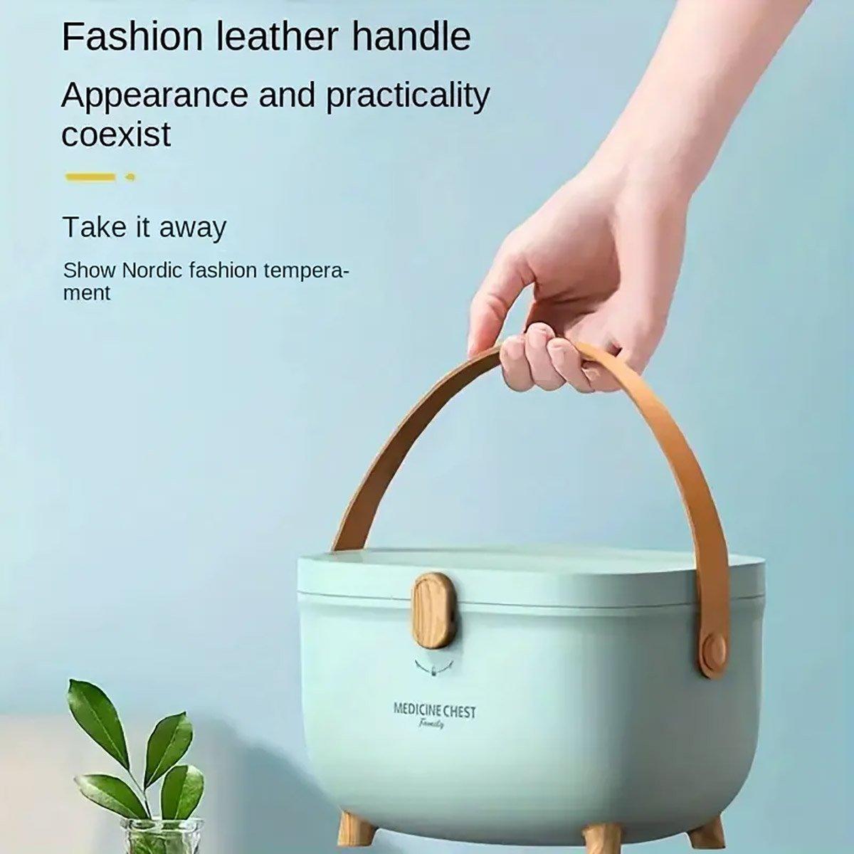 2 Layer Portable First Aid Kit Emergency Medicine Chest Organizer Storage Box - Green