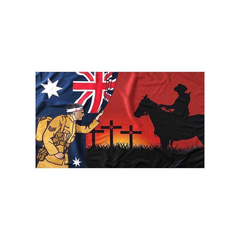 Lest We Forget Flag  Australian War Horse Flag ANZAC Day Remembrance Flag