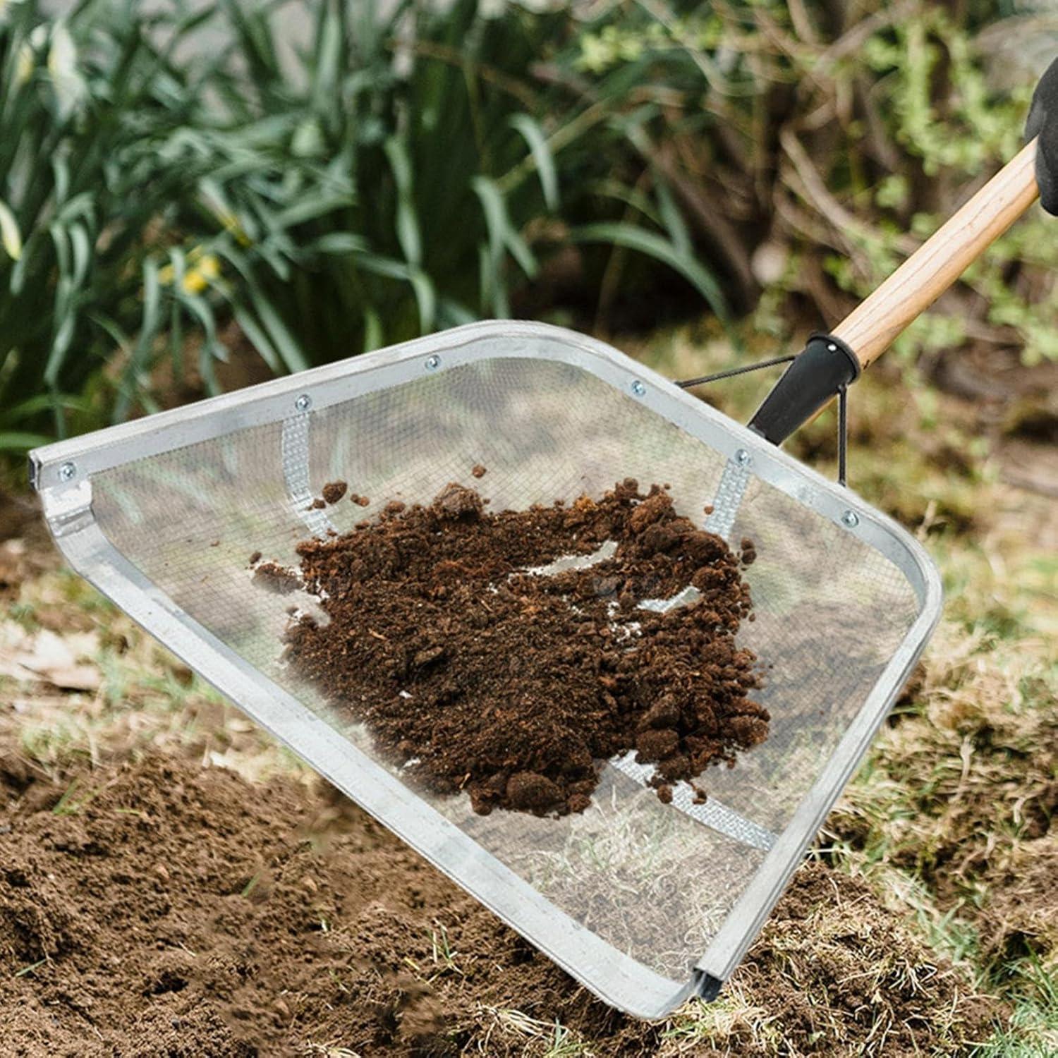 Stainless Steel Soil Sifter Drain Shovel Gardening Mesh Screen Filter Durable - 60MM