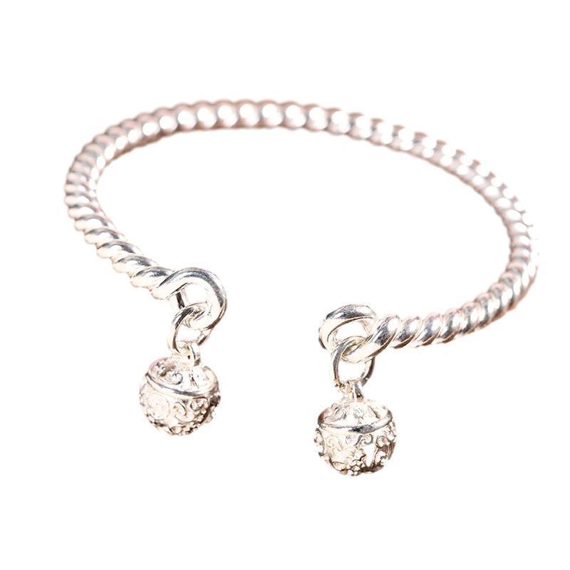 Bangle Bowknot Bells Bracelet Korean Opening Wrist Chain Women Silver Bracelet - Bell