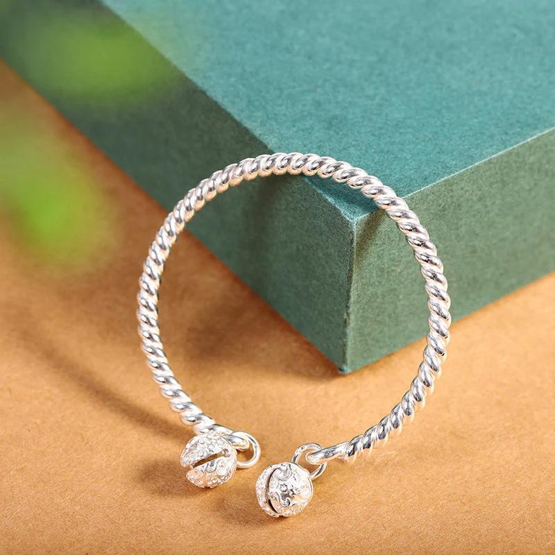 Bangle Bowknot Bells Bracelet Korean Opening Wrist Chain Women Silver Bracelet - Bow tie