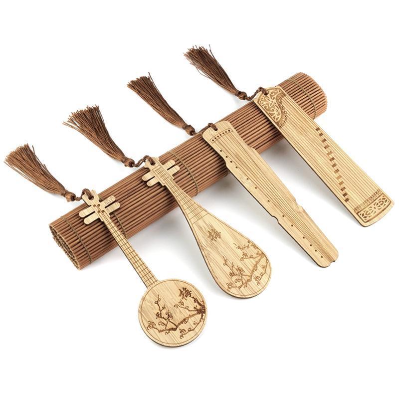 Chinese Style Bass Book Folder Book Clip Bamboo Bookmark Guitar Bookmark Lable - Guzheng