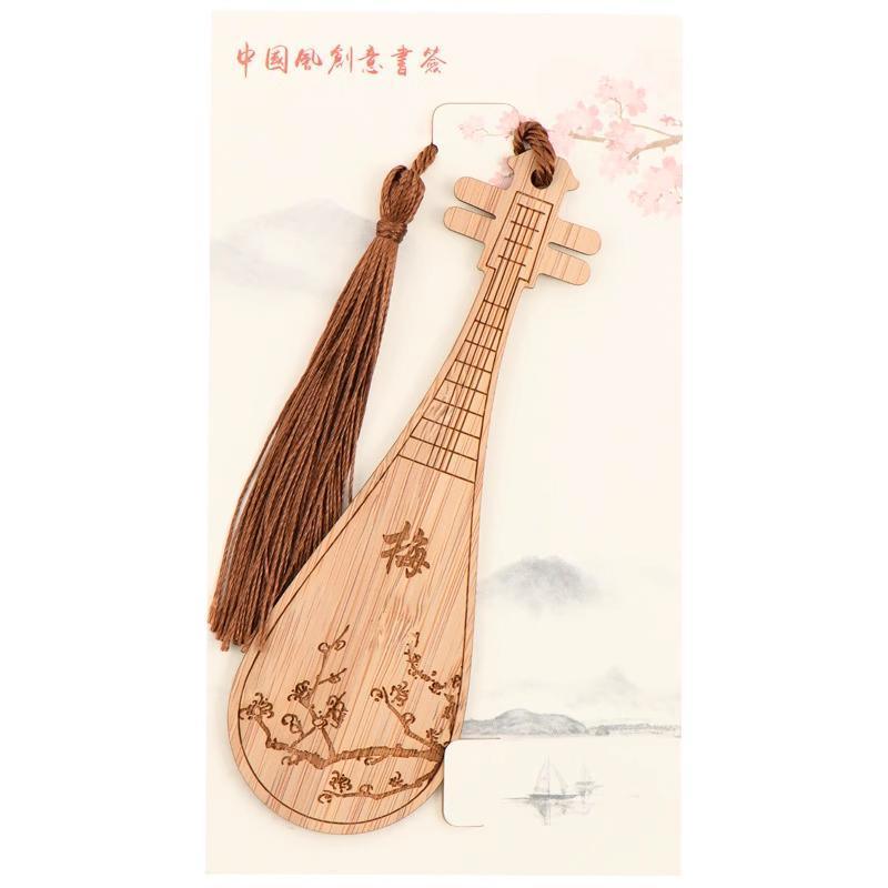 Chinese Style Bass Book Folder Book Clip Bamboo Bookmark Guitar Bookmark Lable - Guzheng