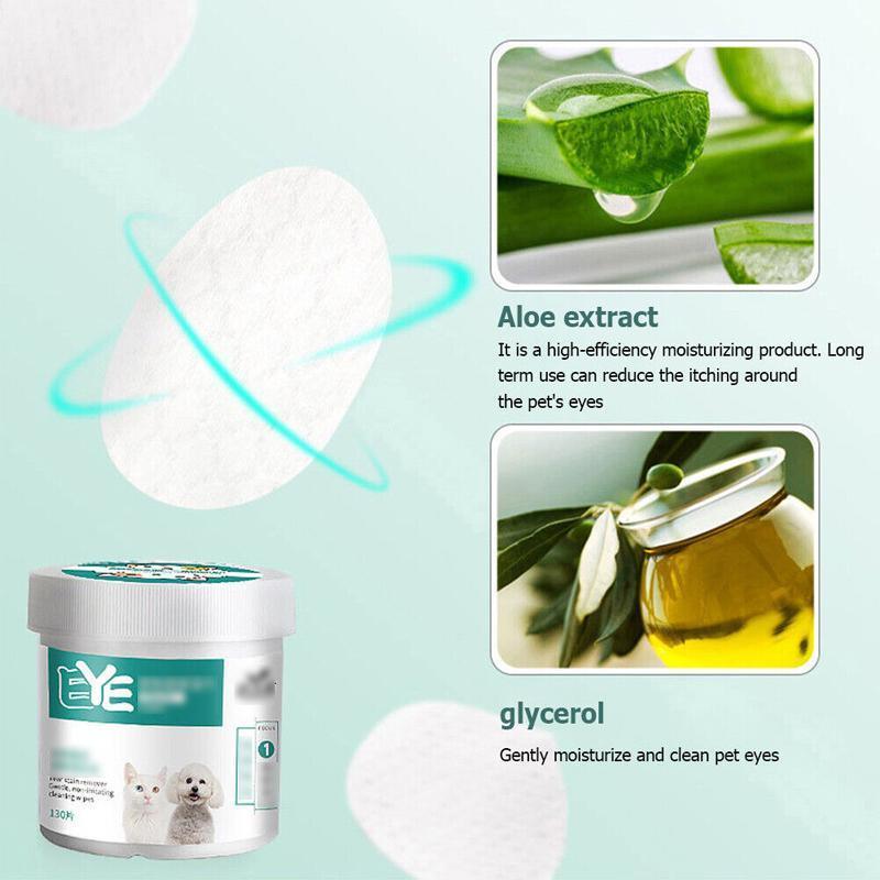 130pcs Wipes Wet Pet Eye/Ear Dog Cat Tear Stain Remover Cleaning Paper Wipes - Ear Wipes