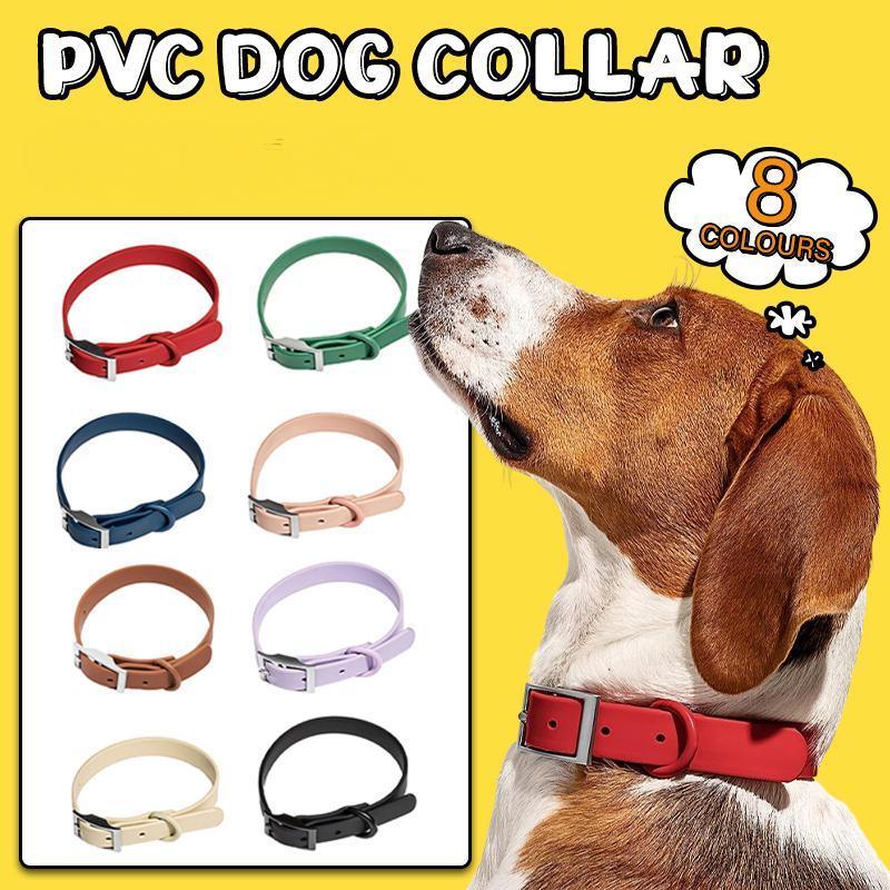 PVC Dog Collar Working Dog Kennels Waterproof Soft Adjustable for Pets L Size - Black