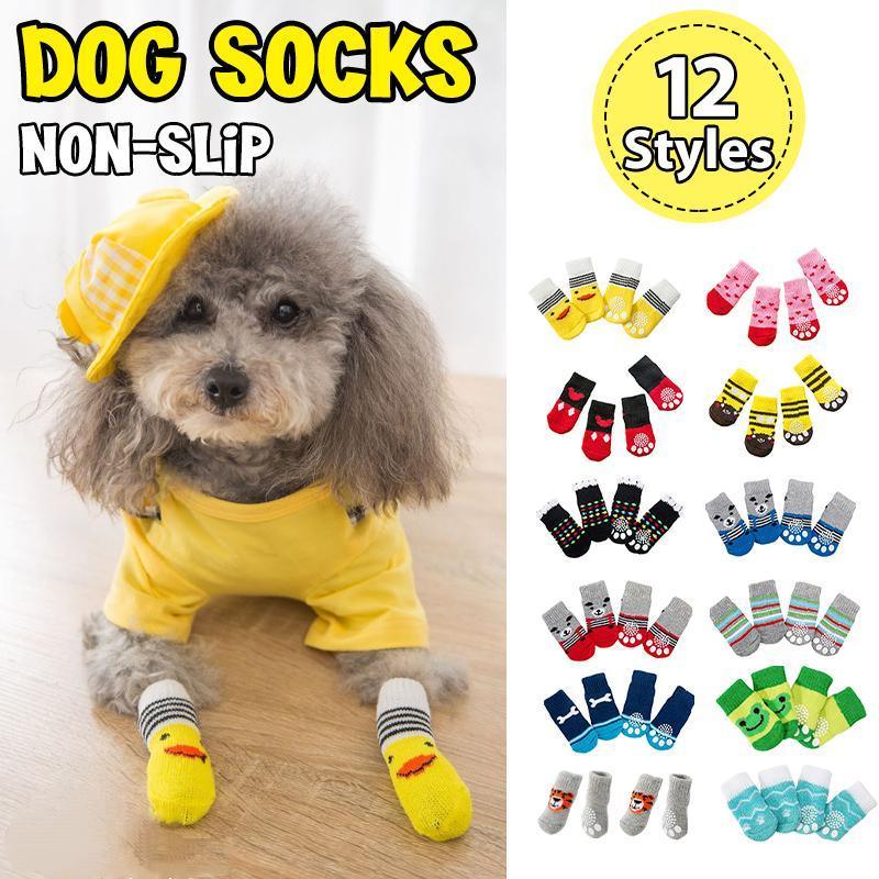 Dog Socks Non-Slip Grip Slip Anti-Slip - Puppy Cat Pet Shoes Slippers S Size - Red Mickey