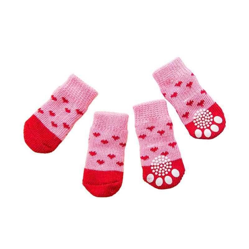 Dog Socks Non-Slip Grip Slip Anti-Slip - Puppy Cat Pet Shoes Slippers S Size - Grey tiger