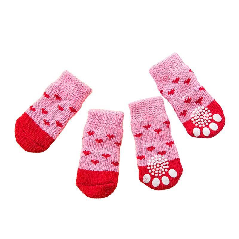 Dog Socks Non-Slip Grip Slip Anti-Slip - Puppy Cat Pet Shoes Slippers M Size - Grey tiger
