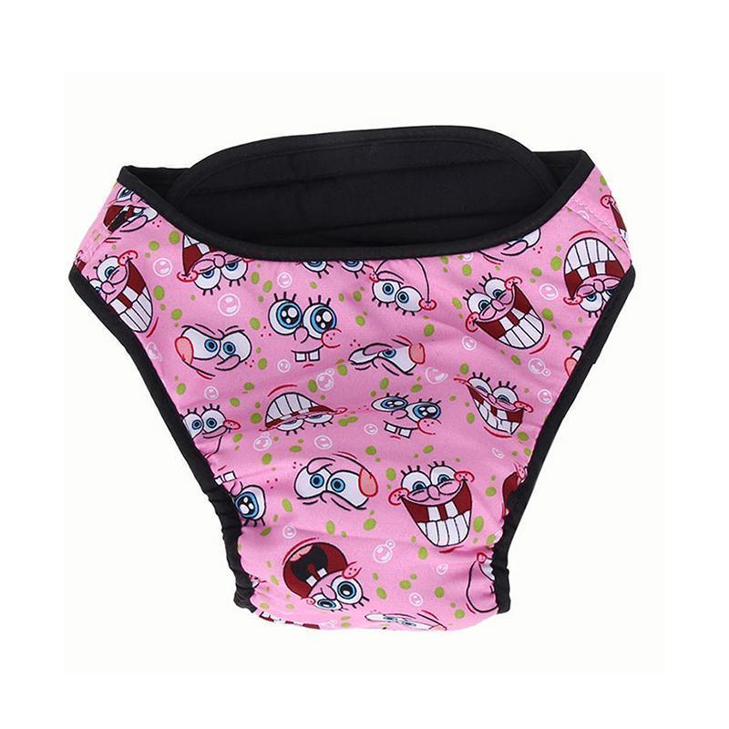 Washable Female Pet Dog Cat Nappy Diaper Physiological Pants Panties Underwear Pink - S