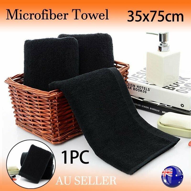 Black Cotton Towel 35x75cm Soft Thick Absorbent Bath Gym Travel Use
