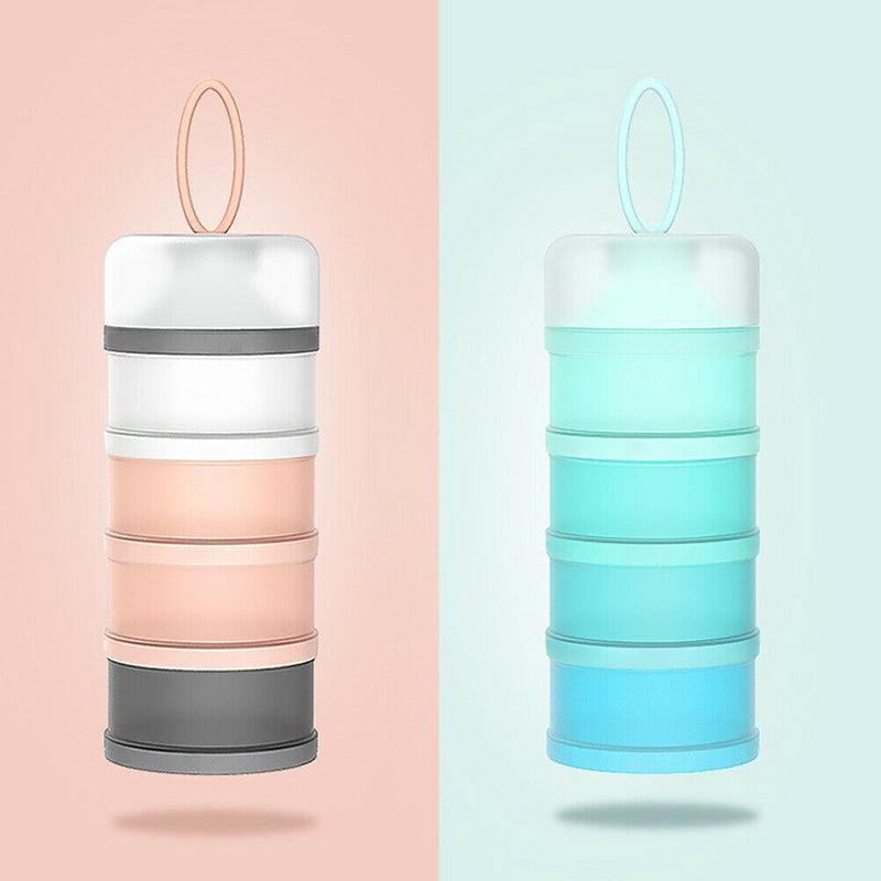 4-Layer Milk Powder Dispenser Bottle Container Food Storage Box Portable Stackable - Blue
