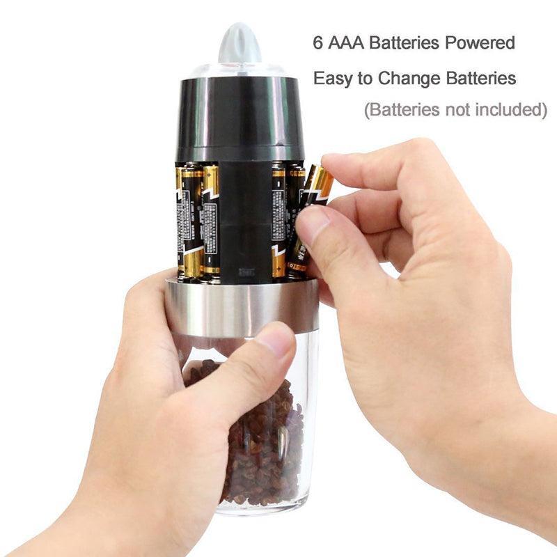 Automatic Gravity Electric Salt or Pepper Mill Grinder Led Battery-Operated