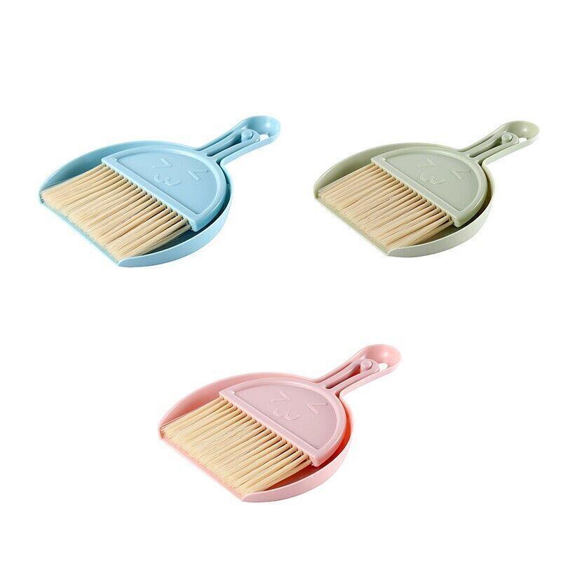 Mini Desktop Sweep Cleaning Brush Keyboard Brush Small Broom Dustpan Set - Blue