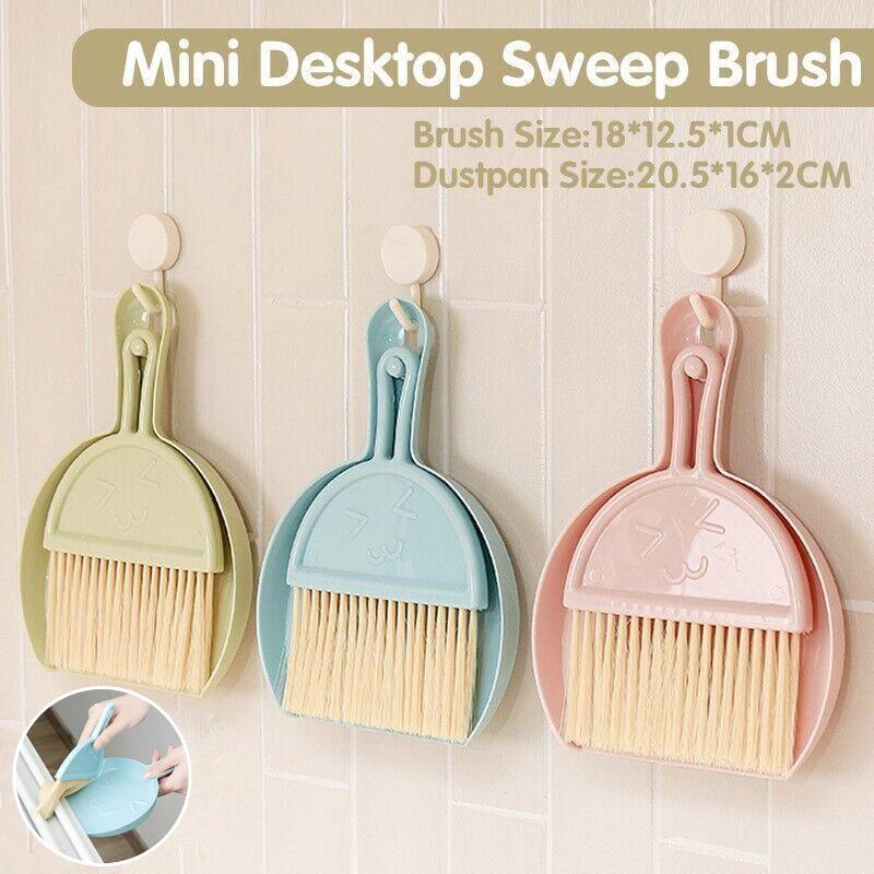 Mini Desktop Sweep Cleaning Brush Keyboard Brush Small Broom Dustpan Set - Green